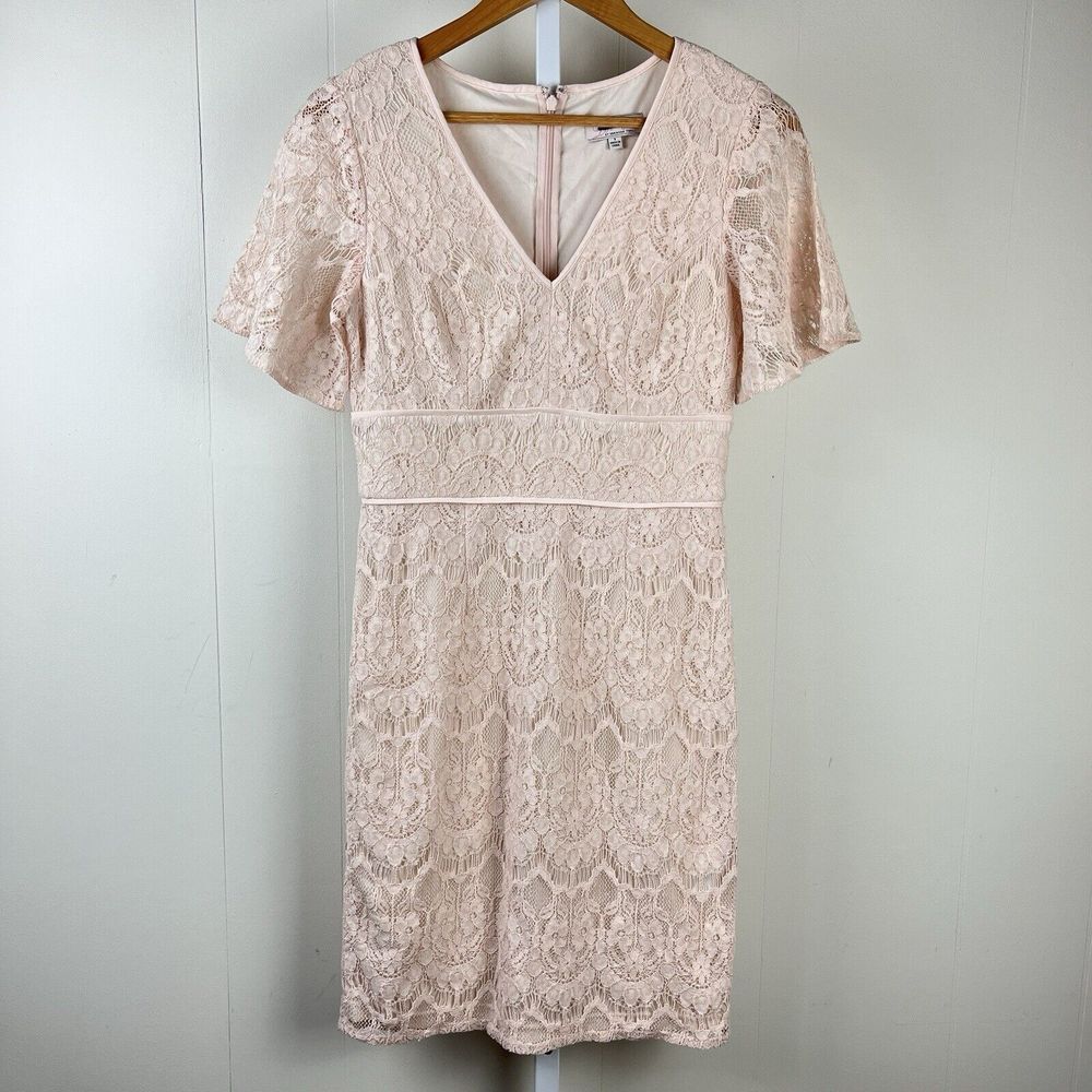 Lovely by Adrianna Papell Lace Sheath‎ Dress Peach Womens Size 4
